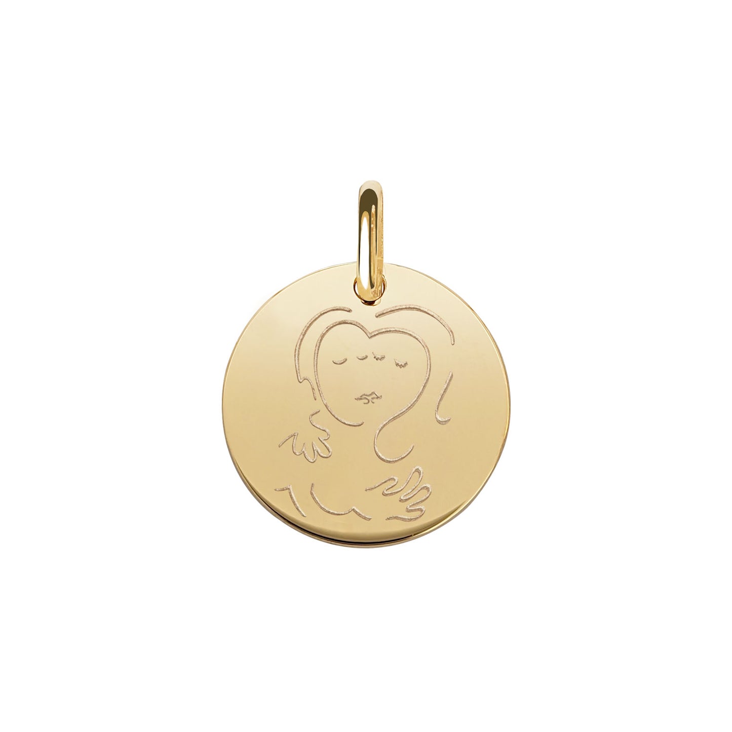Muze 18k gold vermeil kiss medal charm, art inspired jewelry, dainty talisman symbol of love, passion, affection. Meaningful sentimental gift perfect for wife or girlfriend.