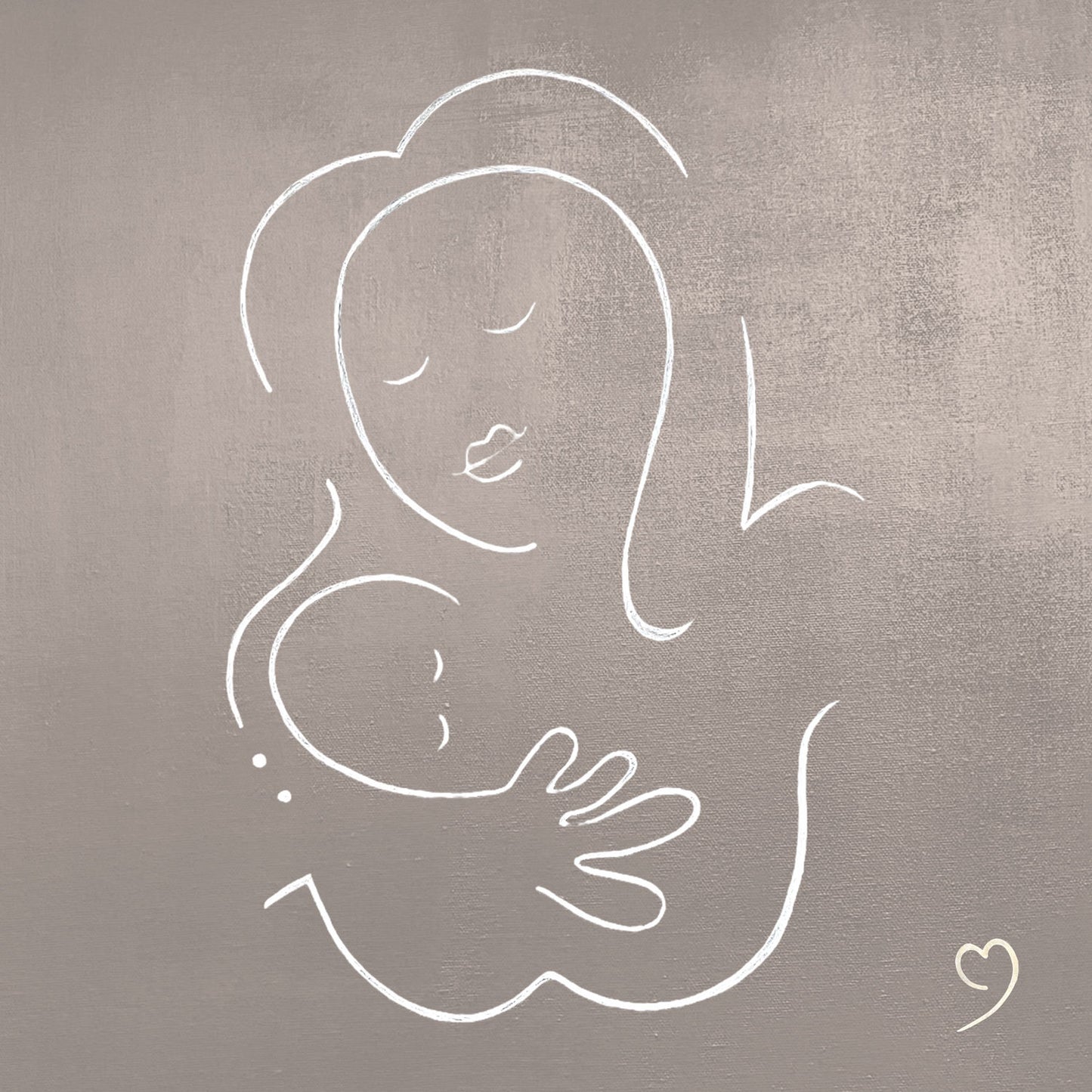 Muze abstract child print on pink canvas from original artwork representing love, protection, motherhood. A meaningful art print, this contemporary picture for home interiors brings good vibes and harmony. Inspired by love, made for sharing it.