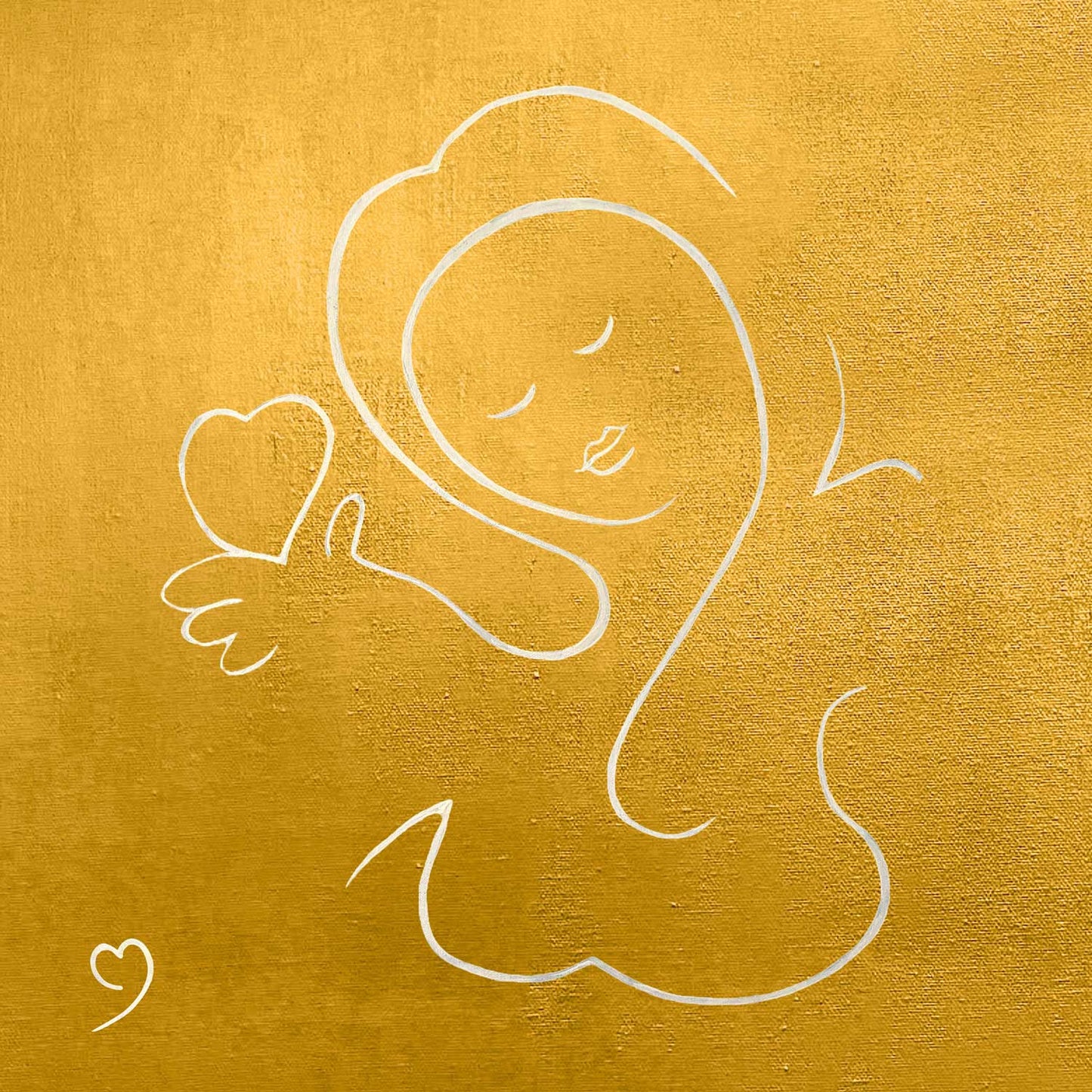 Muze abstract love print on grey canvas from original artwork representing love and affection. A meaningful art print, this contemporary picture for home interiors brings joy, good vibes and harmony. Inspired by love, made for sharing it.