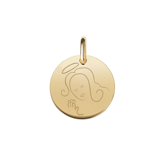 Muze 18k gold vermeil Faith medal charm, art inspired jewelry, dainty talisman symbol of hope, protection and spirituality. A sentimental gift perfect for newly born, godchild or as a friendship thank you gift.