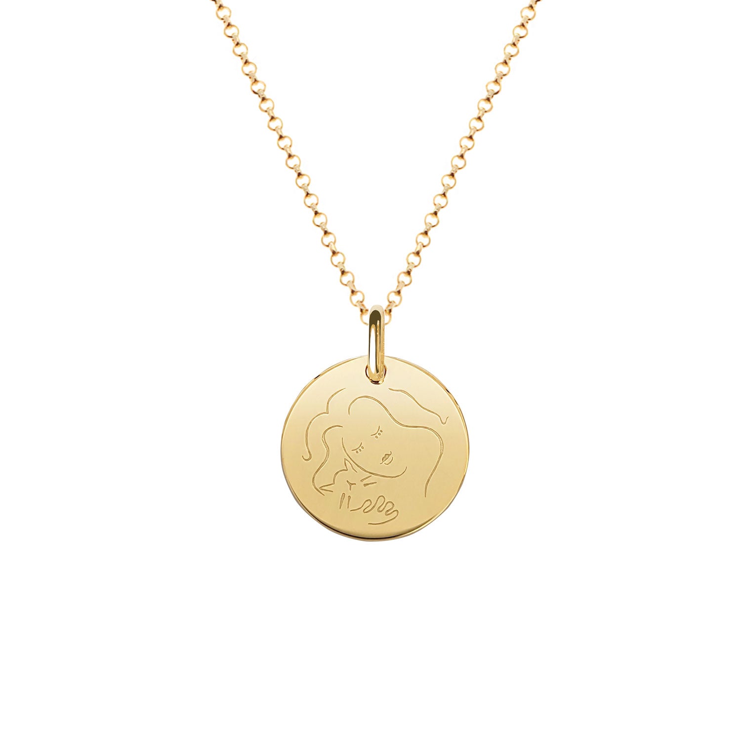 Muze 18k gold vermeil cat medal necklace, art inspired jewelry, dainty talisman symbol of love and affection. Meaningful sentimental gift perfect for cat lovers or as a friendship gift.