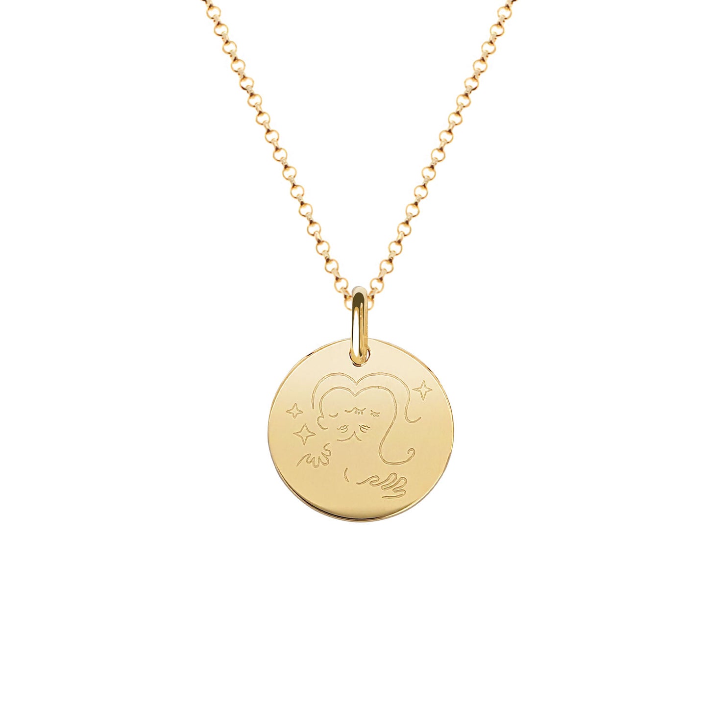 Muze 18k gold vermeil soul medal necklace, art inspired jewelry, dainty talisman symbol of love, friendship, complicity .Meaningful sentimental gift perfect for wife girlfriend or as friendship present